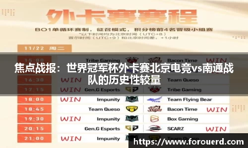 焦点战报：世界冠军杯外卡赛北京电竞vs南通战队的历史性较量